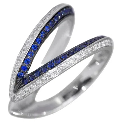 Pre-owned Ralph Masri Modernist Diamond Sapphire Double Band Ring In Blue