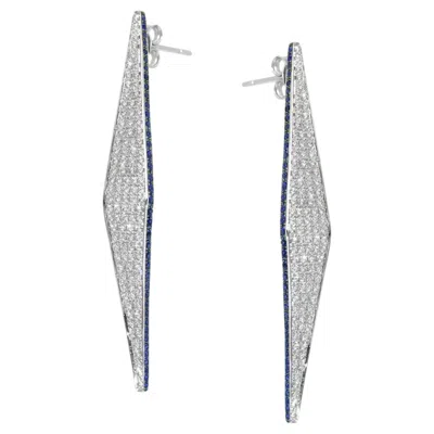Pre-owned Ralph Masri Modernist Diamond Sapphire Earrings In Blue