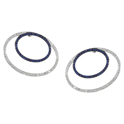 Pre-owned Ralph Masri Modernist Oval Diamond And Sapphire Earrings In Blue