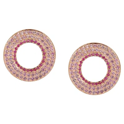 Pre-owned Ralph Masri Modernist Pink Sapphire Circular Earrings