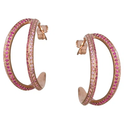 Pre-owned Ralph Masri Modernist Pink Sapphire Hoops