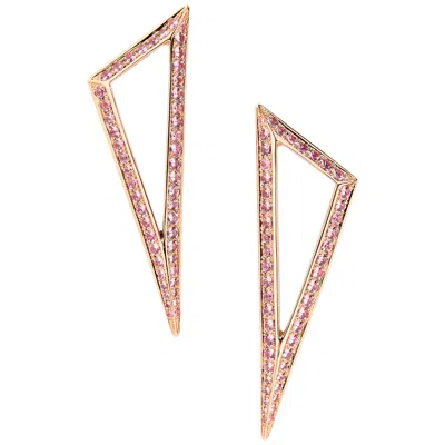 Pre-owned Ralph Masri Modernist Pink Sapphire Triangle Earrings