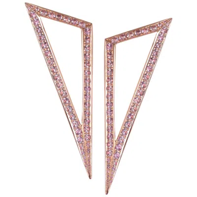 Pre-owned Ralph Masri Modernist Triangular Pink Sapphire Earrings