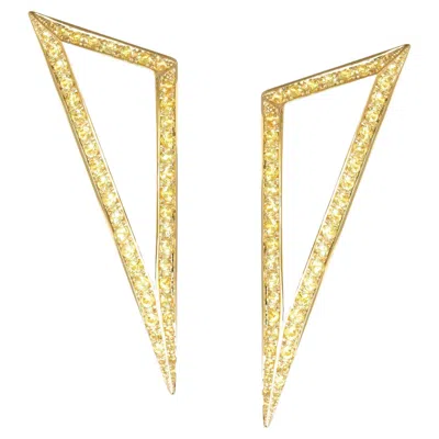 Pre-owned Ralph Masri Modernist Triangular Yellow Sapphire Earrings