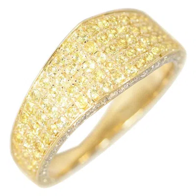 Pre-owned Ralph Masri Modernist Yellow Sapphire And Diamond Signet Ring
