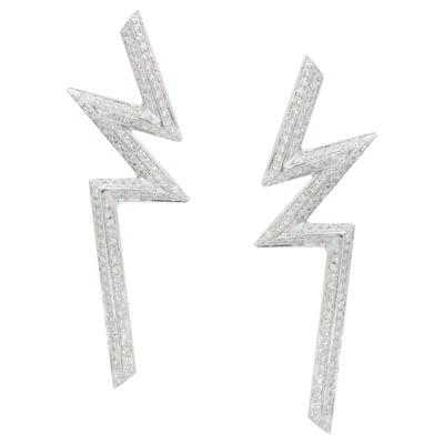 Pre-owned Ralph Masri Phoenician Script Diamond Bolt Earrings In Multi