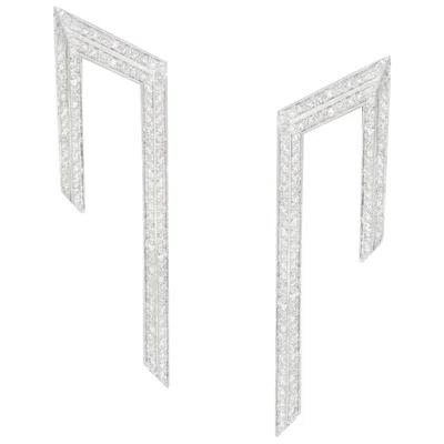 Pre-owned Ralph Masri Phoenician Script Diamond Earrings In Multi