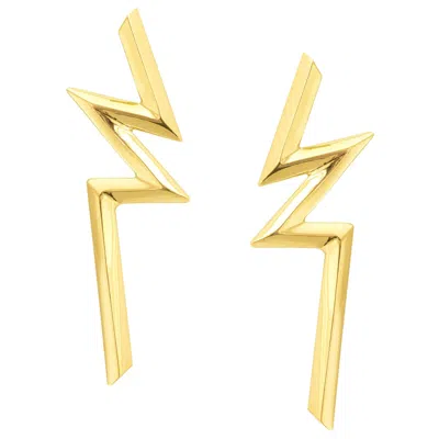 Pre-owned Ralph Masri Phoenician Script Gold Earrings In Multi