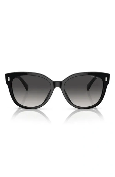 Ralph Ra5305u 56mm Gradient Cat Eye Sunglasses In Shiny Black/gradient Grey