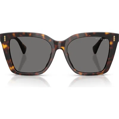 Ralph Ra5349u 53mm Polarized Square Sunglasses In Shiny Dark Havana/polar Grey