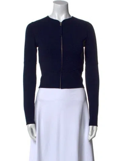 Pre-owned Ralph Rucci Crew Neck Long Sleeve Crop Top In Blue