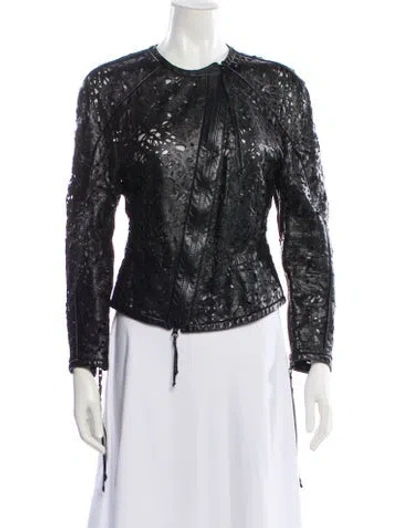 Pre-owned Ralph Rucci Late 2000's - Early 2010's Leather Biker Jacket In Black