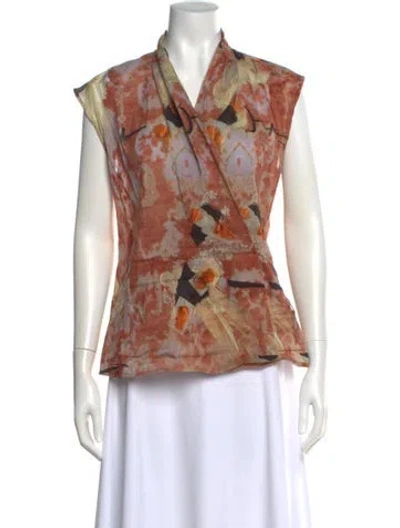 Pre-owned Ralph Rucci Late 2000's - Early 2010's Silk Blouse In Orange