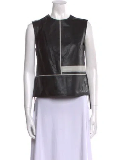 Pre-owned Ralph Rucci Vintage Leather Crop Top In Black