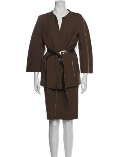 Pre-owned Ralph Rucci Wool Skirt Suit In Brown