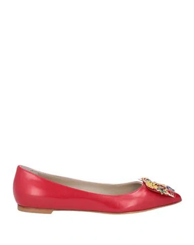 Ralph & Russo Woman Ballet Flats Red Size 7 Leather