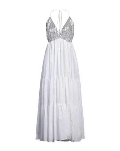 Raluca Mihalceanu Woman Maxi Dress White Size L Cotton, Polyamide, Elastane