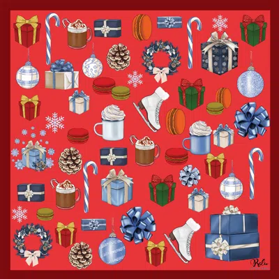 Ralufineart Men's Red Candyland Pocket Square In Silk