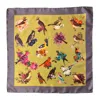 Ralufineart Men's Silk Twill Pocket Square With Exotic Birds