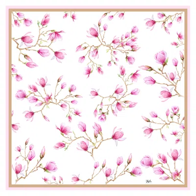 Ralufineart Women's Pink / White Magnolia Grace Scarf In Multi