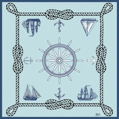 Ralufineart Women's Silk Scarf Nautical Chic Blue Color