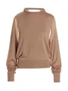Ramael Beige Cut Out Insert Top Sweater In Brown