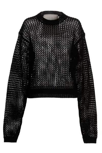 Ramael Cotton Open-knit Jumper In Schwarz