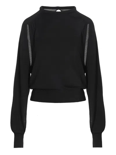 RAMAEL BLACK CUT OUT INSERT TOP SWEATER