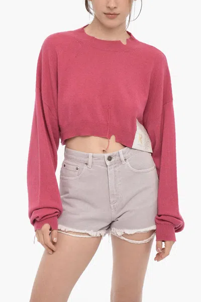 Ramael Cropped Turtleneck Cashmere Blend Sweater In Pink