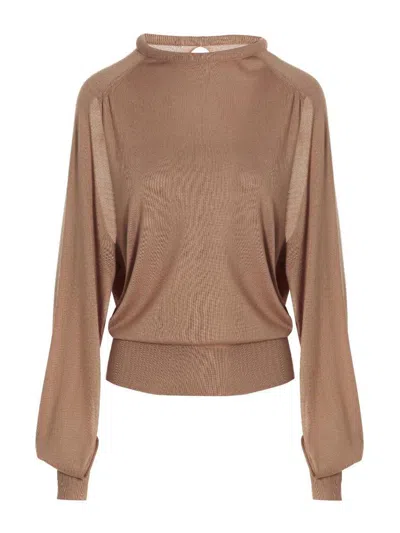 Ramael Beige Cut Out Insert Top Sweater