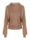 Ramael Beige Cut Out Insert Top Sweater In Beige