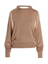 Ramael Beige Cut Out Insert Top Sweater In Beige