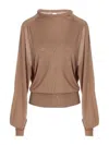Ramael Beige Cut Out Insert Top Sweater In Brown