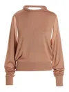 Ramael Beige Cut Out Insert Top Sweater In Color Carne Y Neutral