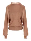 Ramael Beige Cut Out Insert Top Sweater In Color Carne Y Neutral