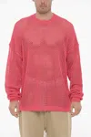 Ramael Perforated Cotton Crew-neck Maxi Sweater In Pink