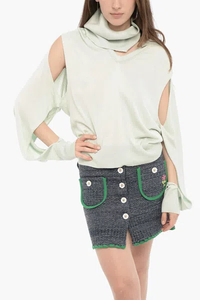 Ramael Silk Sweater With Cut-out Detail And Removable Collar In Blue