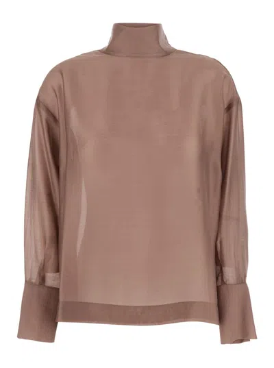 RAME BEIGE TURTLENECK PULLOVER WITH BUTTONED CUFFS IN TECH FABRIC WOMAN