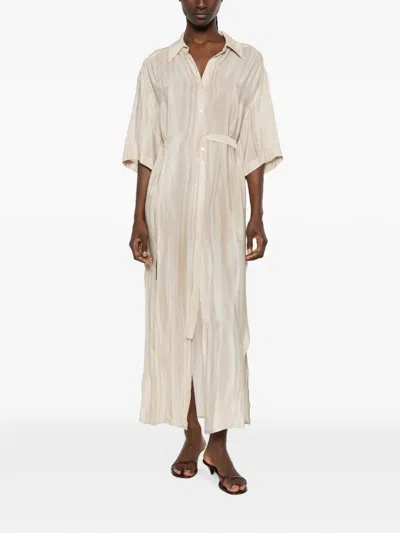 Rame Belted Button-down Maxi Dress In Neutral