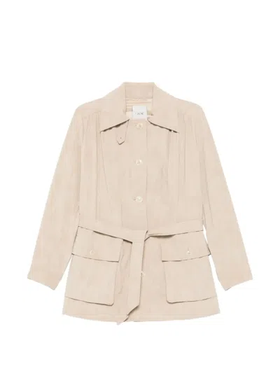 Rame Belted Pleated Jacket In Neutral