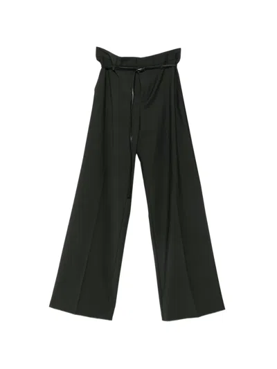 Rame Belted Pleated Trousers In Black