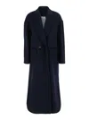 Rame Blue Double-breasted Coat With Peak Lapels In Wool Woman In Multi