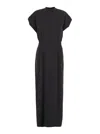 Rame Brown Crewneck Long Dress With Rear Single Slit In Fabric Woman In Black