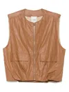 Rame Crinckled Gilet In Brown