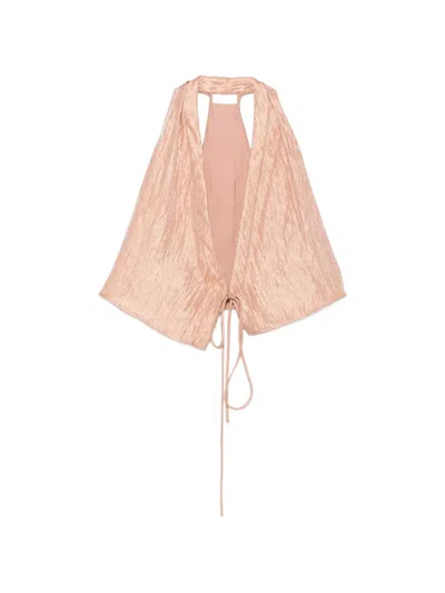 Rame Crinkled-finish Halterneck Jacket In Pink