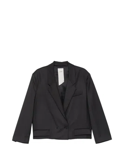 Rame Double-breasted Cropped Blazer In Black