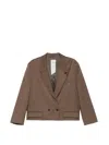 Rame Double-breasted Cropped Jacket In Brown