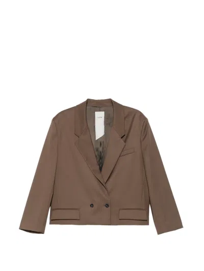Rame Double-breasted Cropped Jacket In Brown