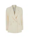 Rame Double-breasted Notched-lapel Jacket In Neutral