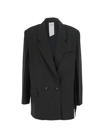 Rame Double-breasted Slit-sleeve Blazer In Blue